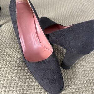Gucci Black Heels with Pink Interior